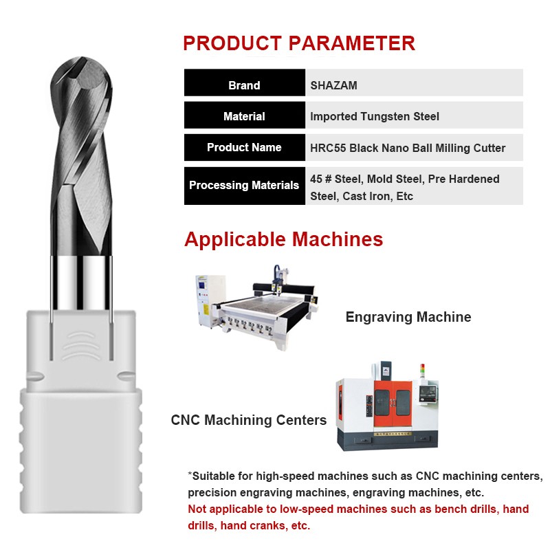 SHAZAM HRC55 2-Flute Ball End  - End Mill Set ulasan dan harga