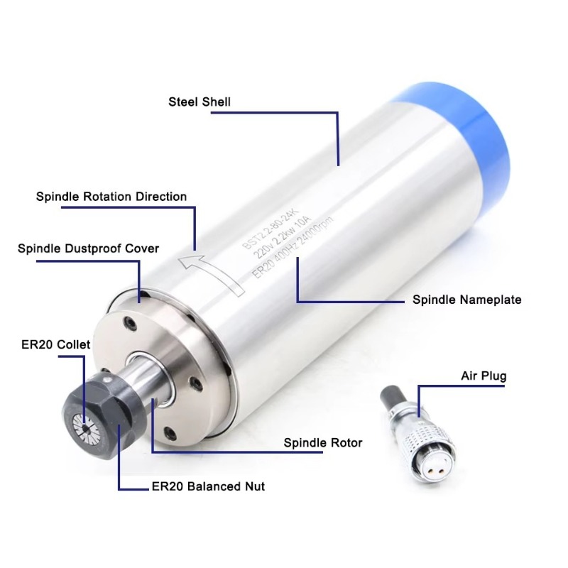 2.2KW ER20 Water Cooled Spindl - Water Cooled Spindle ulasan dan harga